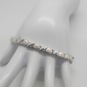 Vintage sterling silver 925 LOVE & KISSES hearts  x❤x❤x❤x 7.25" bracelet